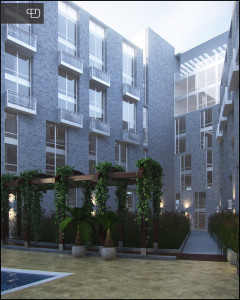 Residential building visualization - courtyard