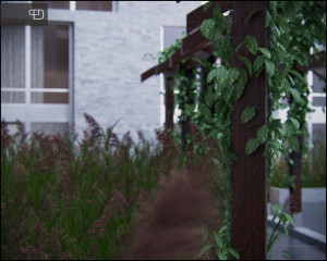 Residential building visualization - courtyard detail