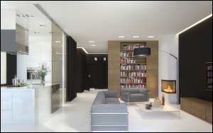 Interior design and visualization of a 70m2 flat - living room