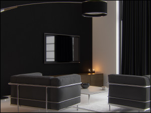 Interior design and visualization of a 70m2 flat - living room detail