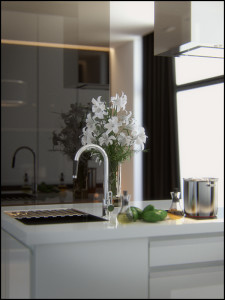 Interior design and visualization of a 70m2 flat - kitchen detail